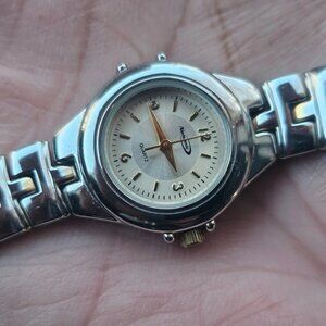 Vintage Nelsonic Ladies Wristwatch Japan Movt Silver Tone Analog Quartz Watch